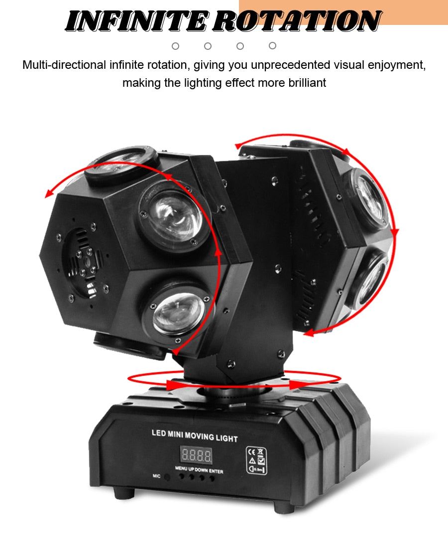 Luce da palcoscenico 2023 -Faro da palcoscenico a LED a testa mobile, colorato