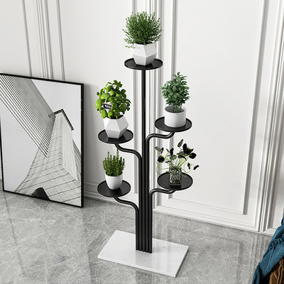 Portafiori nordico in ferro battuto con base in marmo per l'arredamento della casa