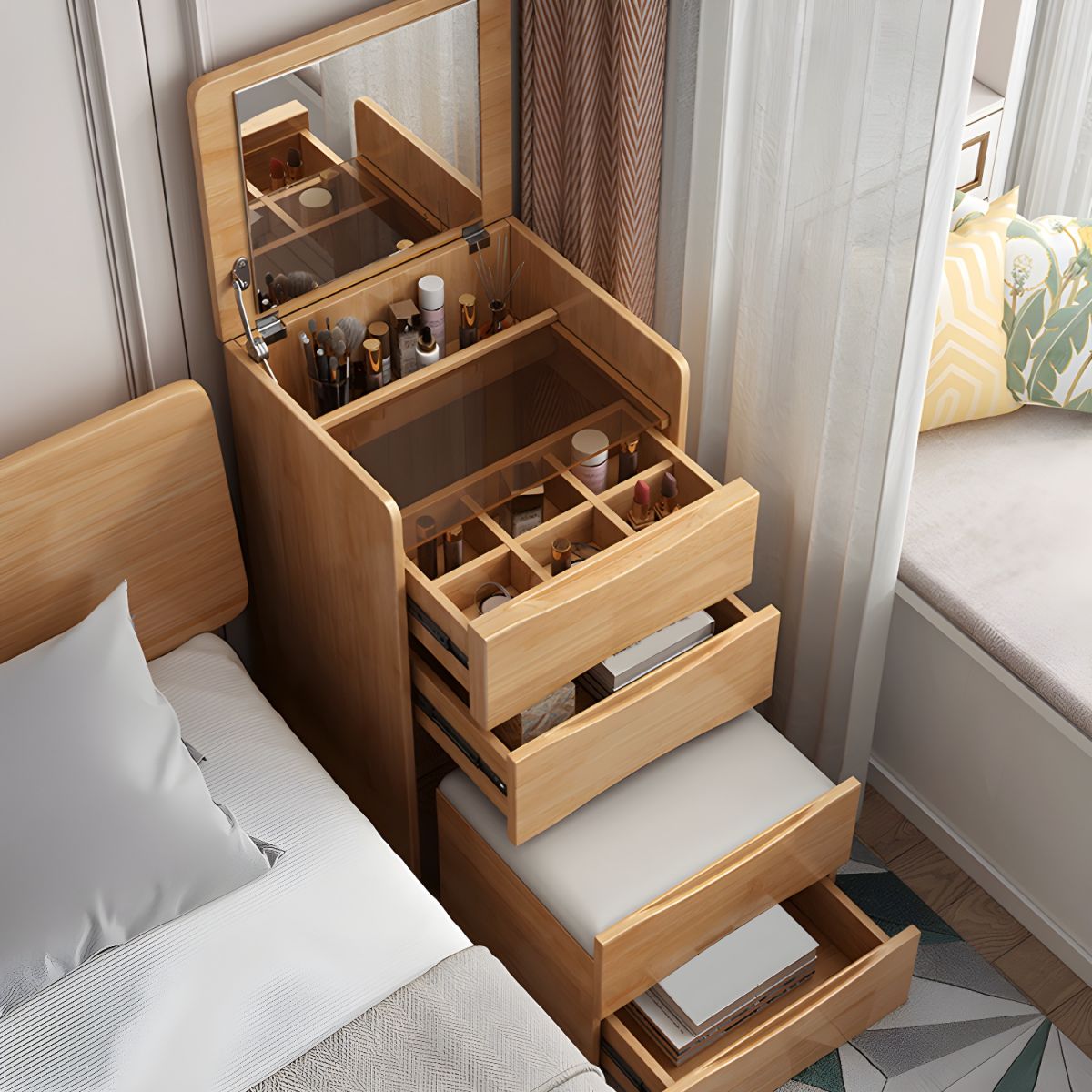 Comodino con tavolo da trucco di alta gamma