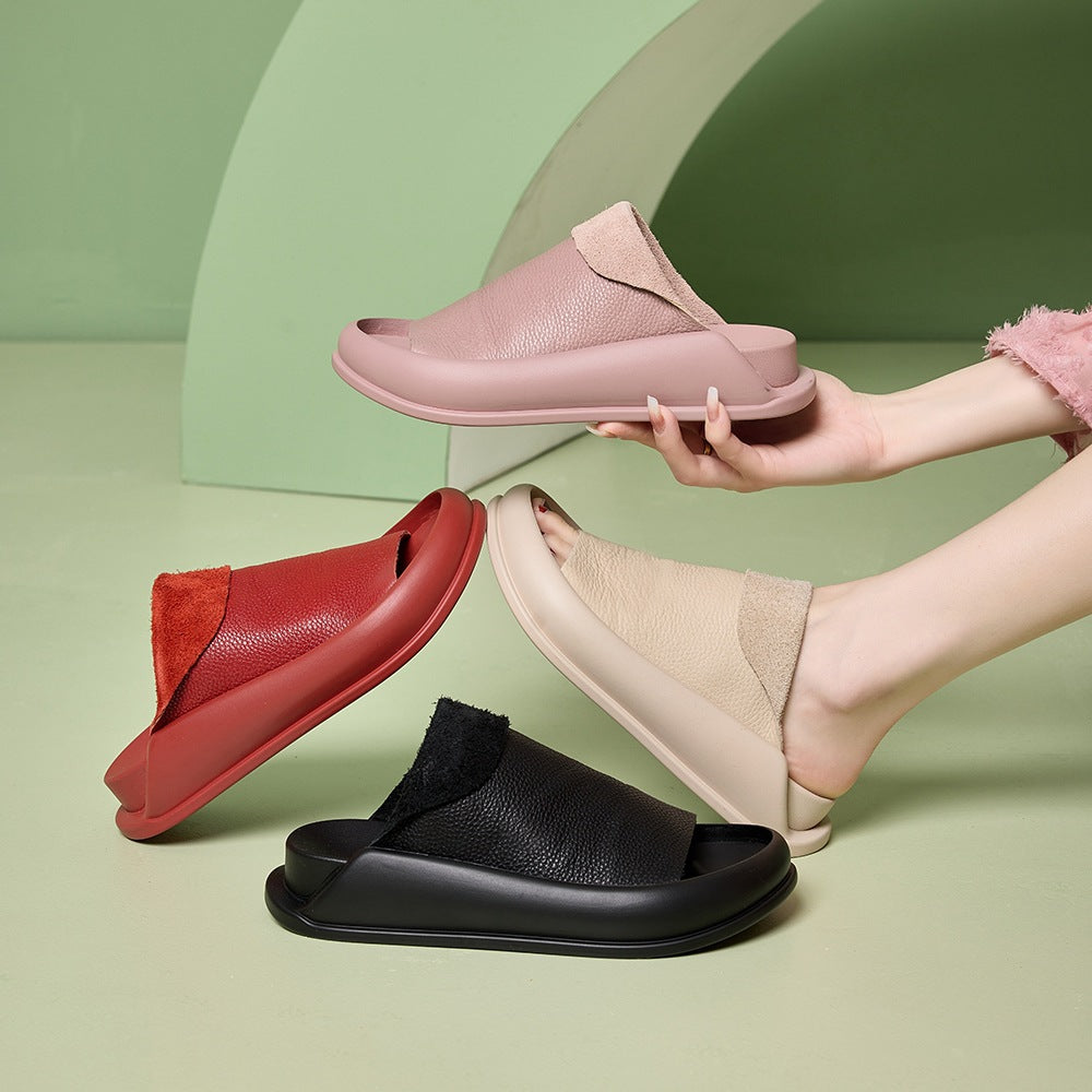 CIABATTE ORTOPEDICHE CON PLATEAU IN PELLE ITALIANA