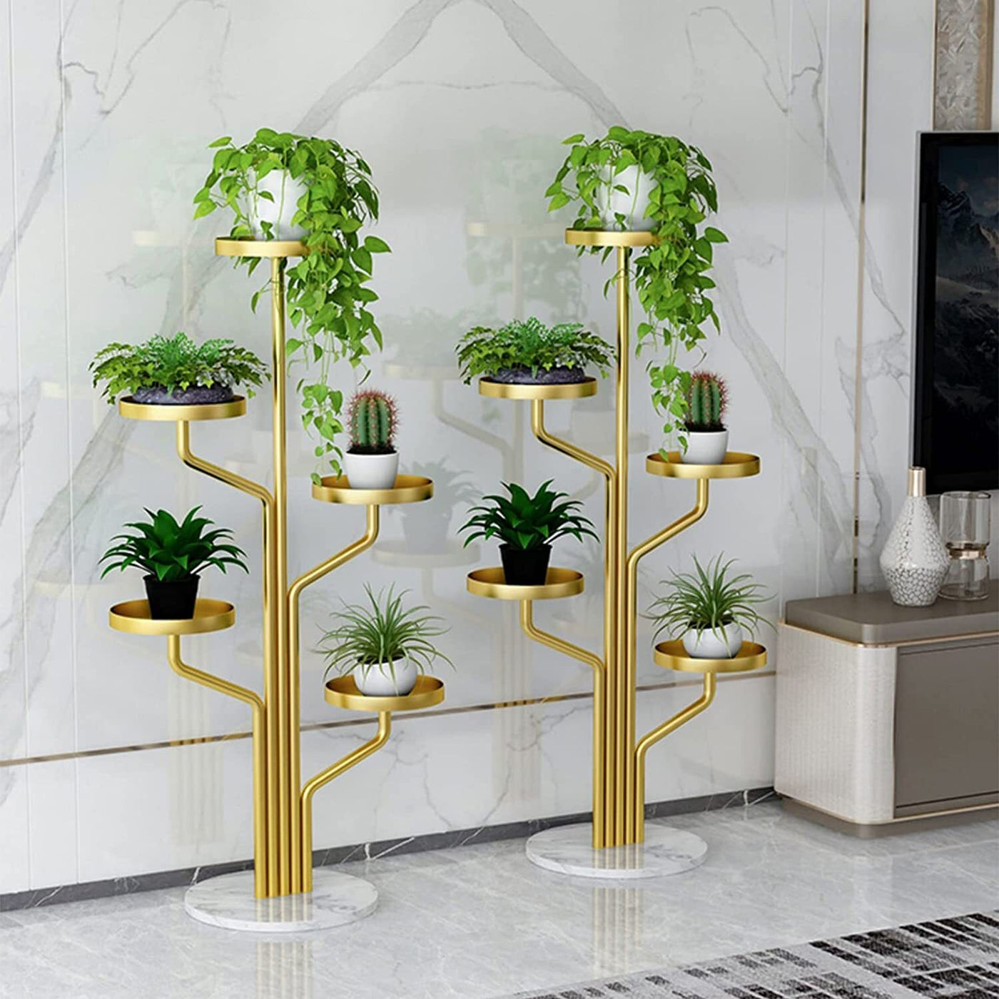 Portafiori nordico in ferro battuto con base in marmo per l'arredamento della casa