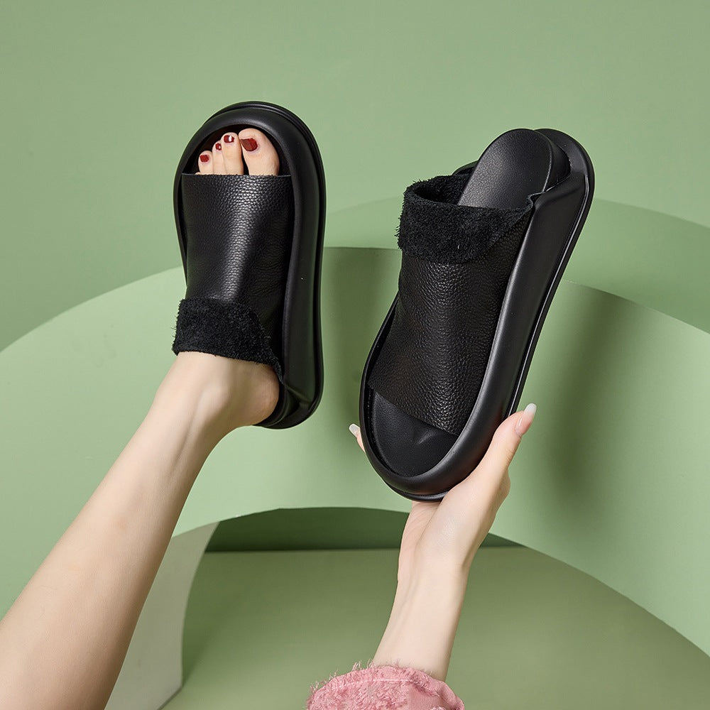 CIABATTE ORTOPEDICHE CON PLATEAU IN PELLE ITALIANA