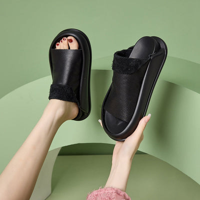 CIABATTE ORTOPEDICHE CON PLATEAU IN PELLE ITALIANA