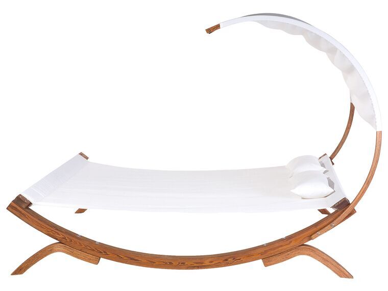 Letto matrimoniale da spiaggia in legno bianco crema