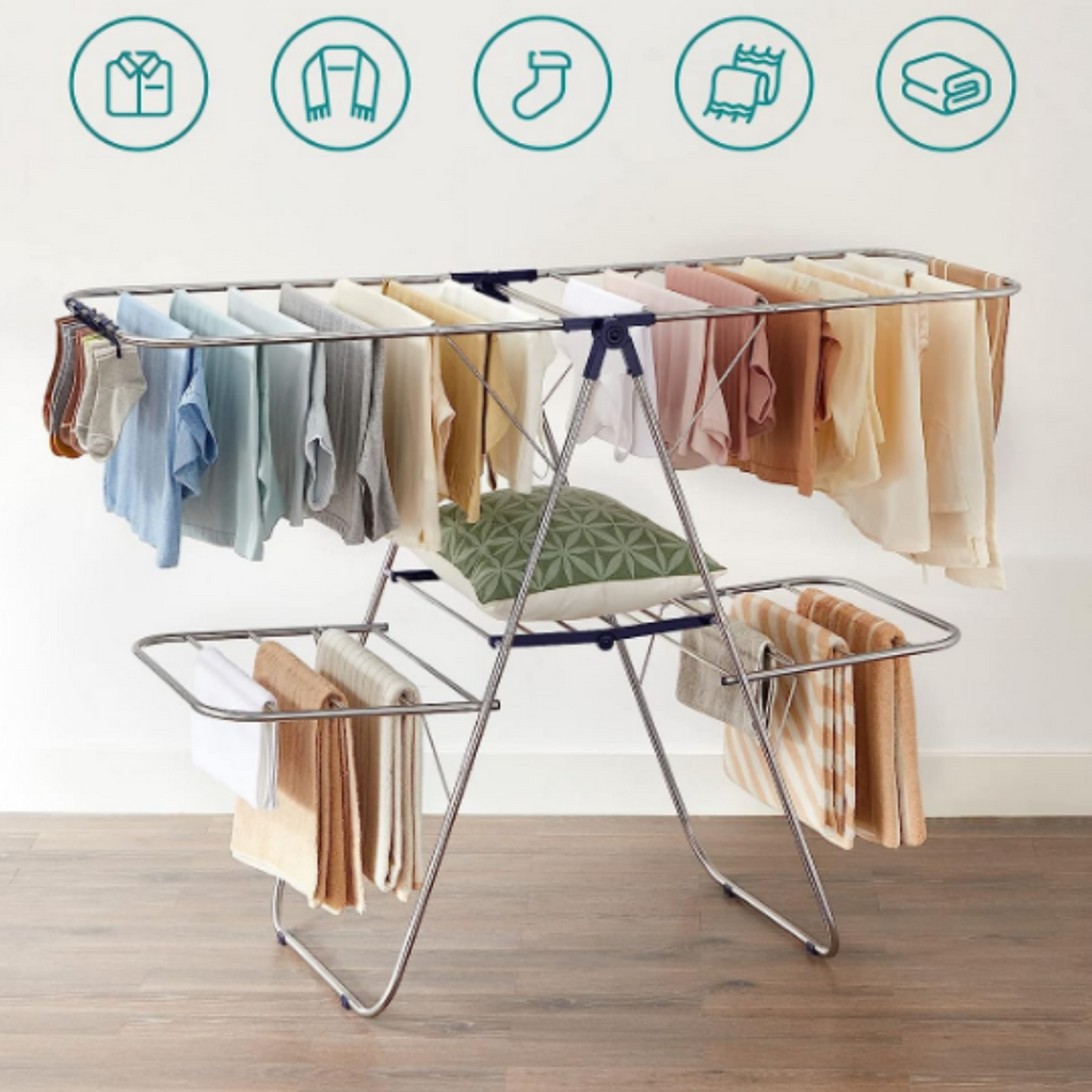 [ACQUISTA 1 REGALO 2] Asta da pavimento doppia in acciaio inox + cestino