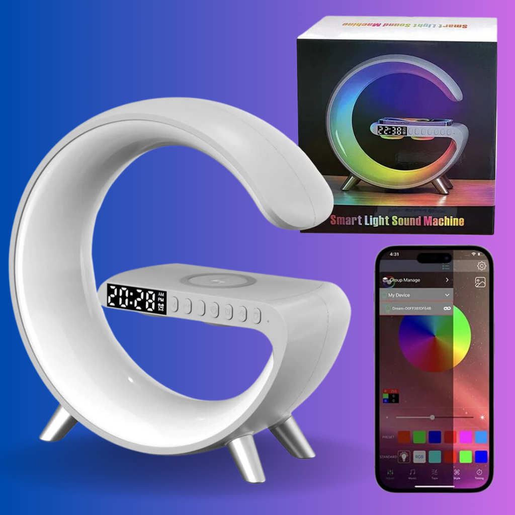 G-Speaker smart station 2023 Lampada, altoparlante, caricabatterie wireless e sveglia.