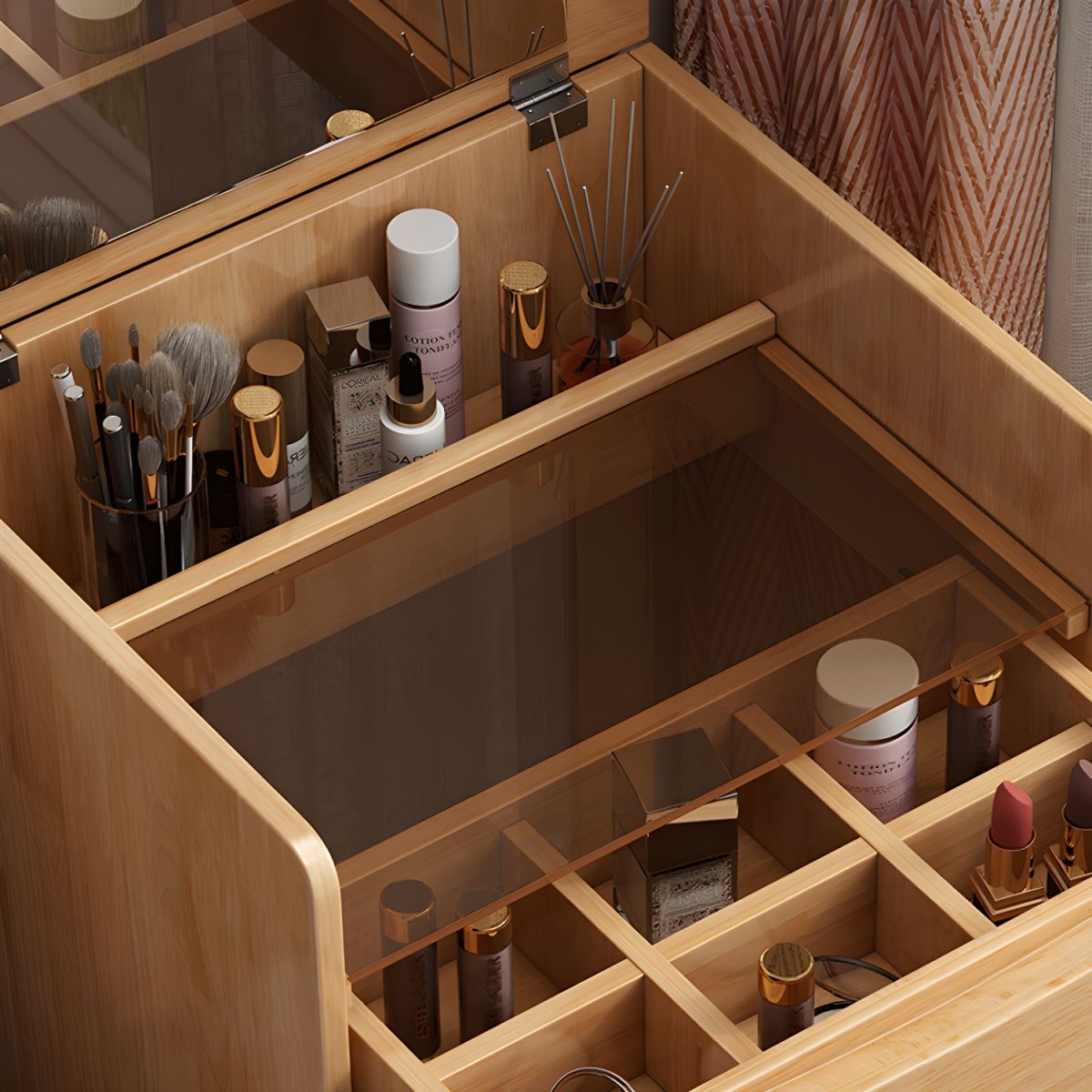 Comodino con tavolo da trucco di alta gamma