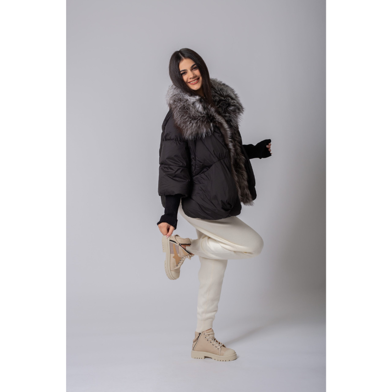 Piumino con Cappuccio in Pelliccia di Volpe