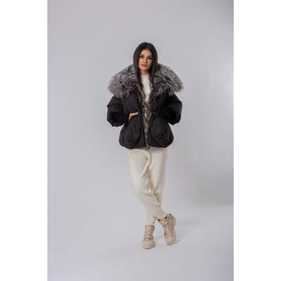 Piumino con Cappuccio in Pelliccia di Volpe