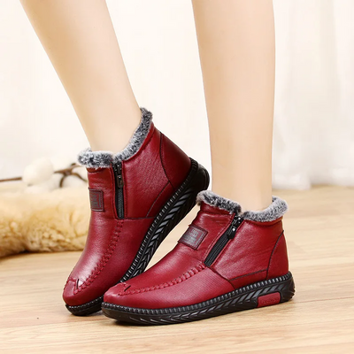 Stivali da donna impermeabili in pelle e cotone antiscivolo