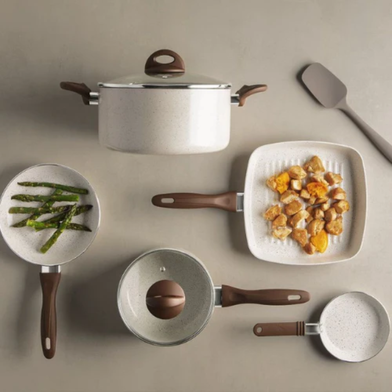 SET DI PENTOLE ANTIADERENTI CERAMIC LIFE SMART PLUS 8 PEZZI - VANIGLIA BRINOX