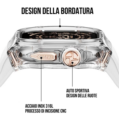 Kit cinturino in fluoroelastomero e cassa in acciaio inossidabile per Apple Watch