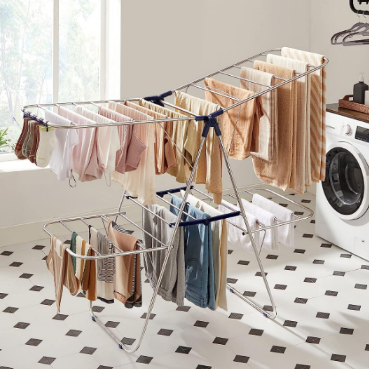 [ACQUISTA 1 REGALO 2] Asta da pavimento doppia in acciaio inox + cestino