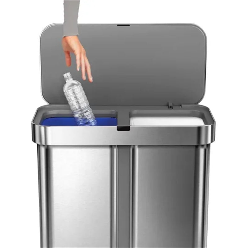58L-Cestino rettangolare a pedale a doppio scomparto-Cestino con sensore intelligente