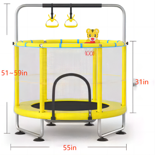 Trampolino domestico per bambini con rete di sicurezza e accessori