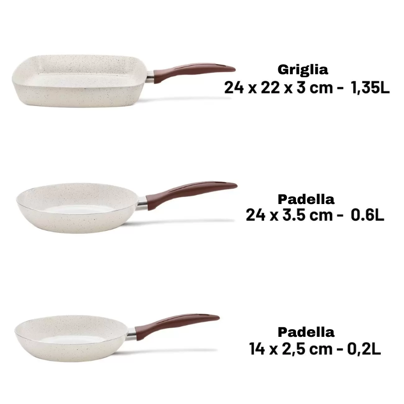 SET DI PENTOLE ANTIADERENTI CERAMIC LIFE SMART PLUS 8 PEZZI - VANIGLIA BRINOX