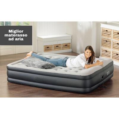 Materasso gonfiabile doppio con pompa ad aria e schienale