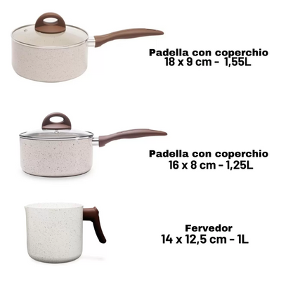 SET DI PENTOLE ANTIADERENTI CERAMIC LIFE SMART PLUS 8 PEZZI - VANIGLIA BRINOX