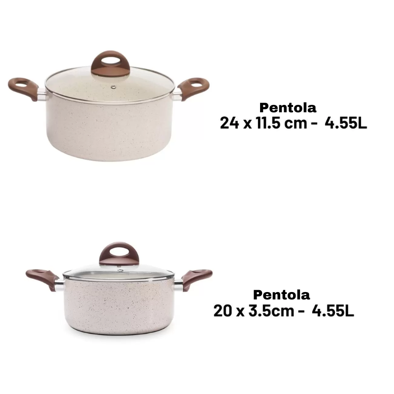 SET DI PENTOLE ANTIADERENTI CERAMIC LIFE SMART PLUS 8 PEZZI - VANIGLIA BRINOX