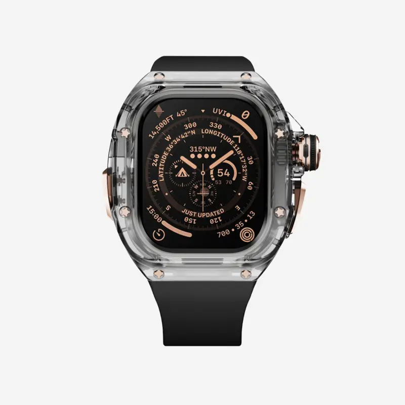 Kit cinturino in fluoroelastomero e cassa in acciaio inossidabile per Apple Watch