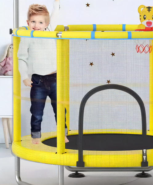 Trampolino domestico per bambini con rete di sicurezza e accessori