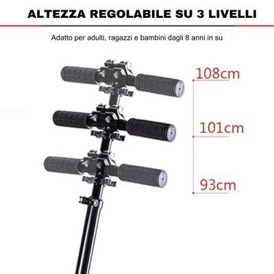 Monopattino pieghevole con ripiegamento facilitato, freno e ruote grandi