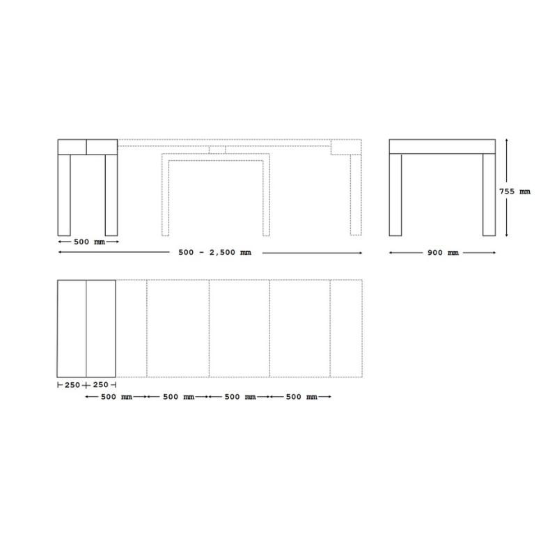 Tavolo da pranzo allungabile 6 in 1