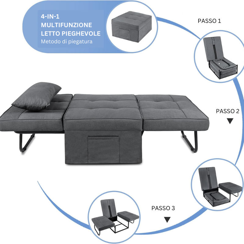 Divano letto pieghevole multifunzionale 4 in 1