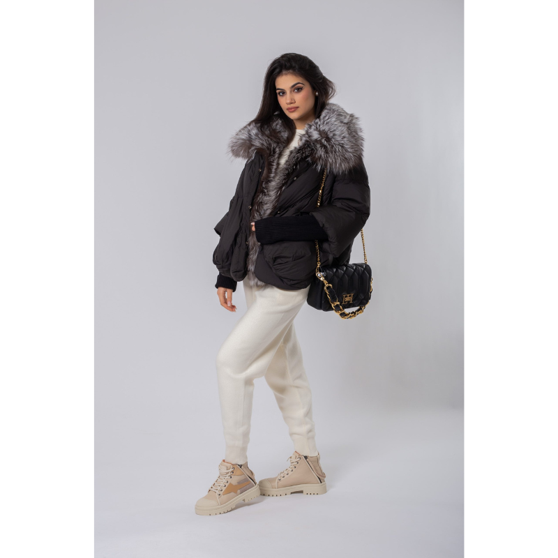 Piumino con Cappuccio in Pelliccia di Volpe