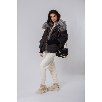 Piumino con Cappuccio in Pelliccia di Volpe