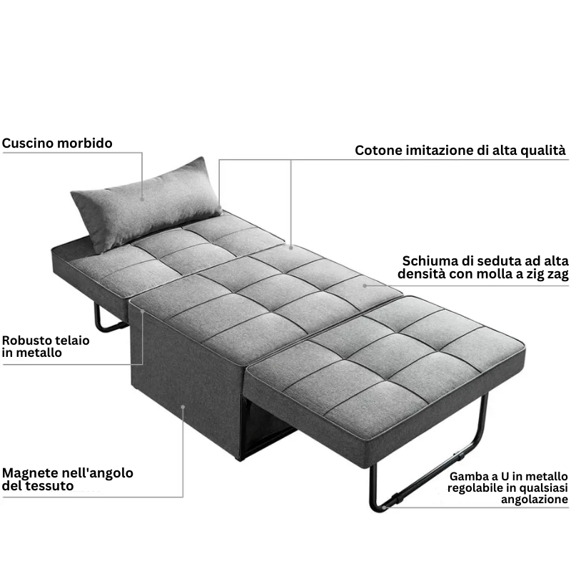 Divano letto pieghevole multifunzionale 4 in 1