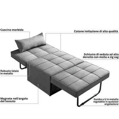 Divano letto pieghevole multifunzionale 4 in 1
