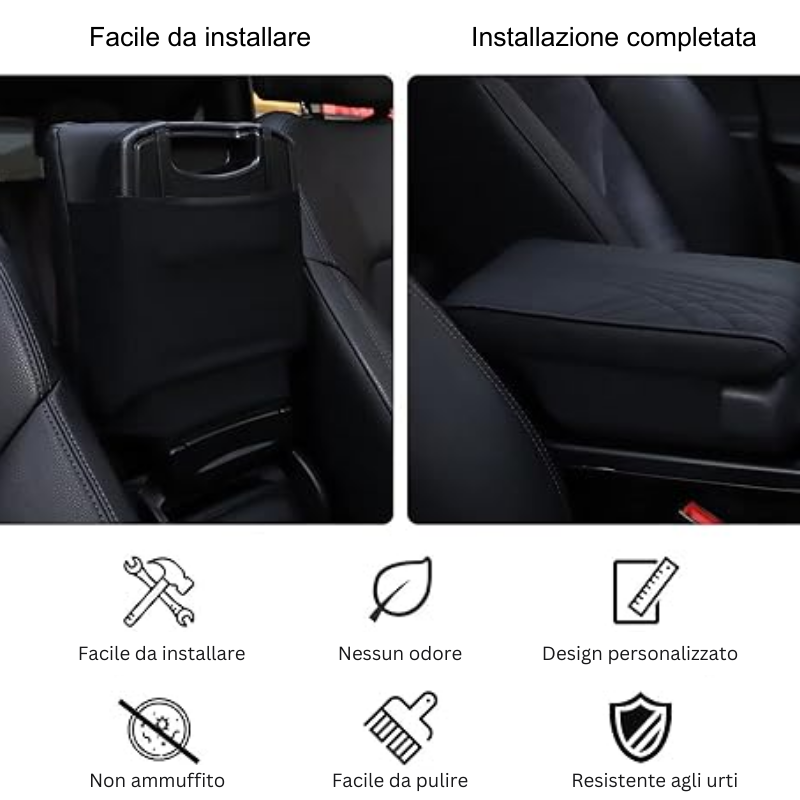 Cuscinetto del bracciolo dell'auto in pelle di cotone di memoria (stile universale)