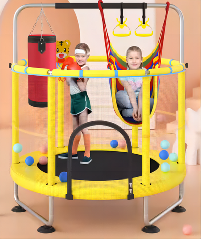 Trampolino domestico per bambini con rete di sicurezza e accessori