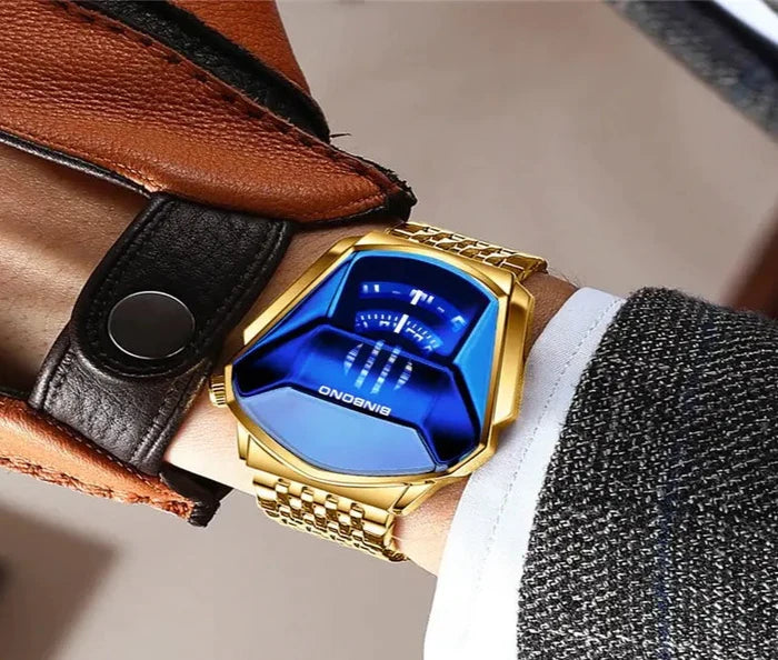 Orologio al quarzo geometrico da uomo