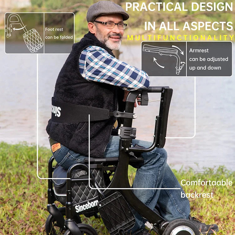 Deambulatore 3 in 1/carrozzina elettrica