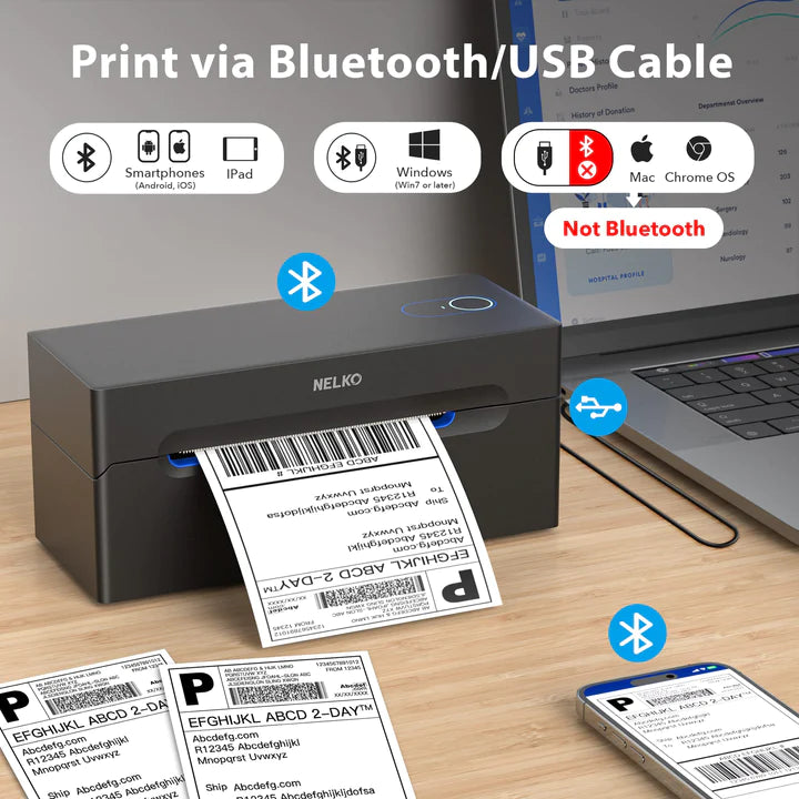 Nelko Stampante termica Bluetooth per etichette di spedizione PL70e