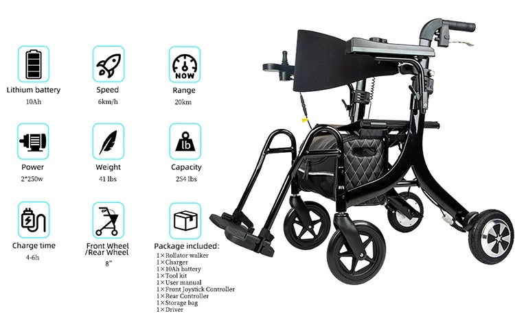 Deambulatore 3 in 1/carrozzina elettrica