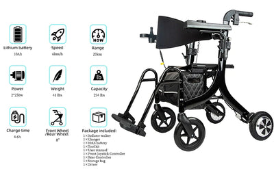 Deambulatore 3 in 1/carrozzina elettrica