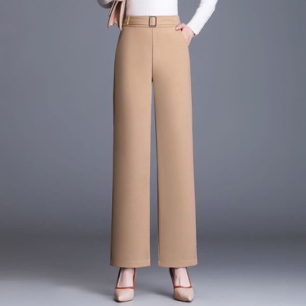 Pantaloni skinny a gamba larga con elegante chiusura a zip