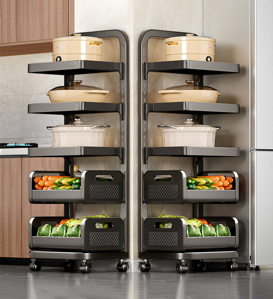 Carrello regolabile per frutta e verdura con ruote