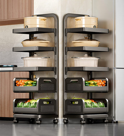 Carrello regolabile per frutta e verdura con ruote