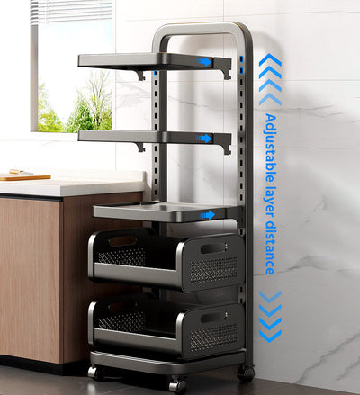 Carrello regolabile per frutta e verdura con ruote