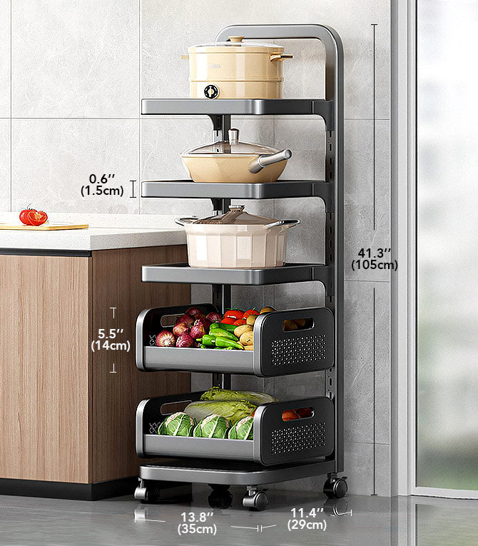 Carrello regolabile per frutta e verdura con ruote