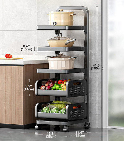 Carrello regolabile per frutta e verdura con ruote